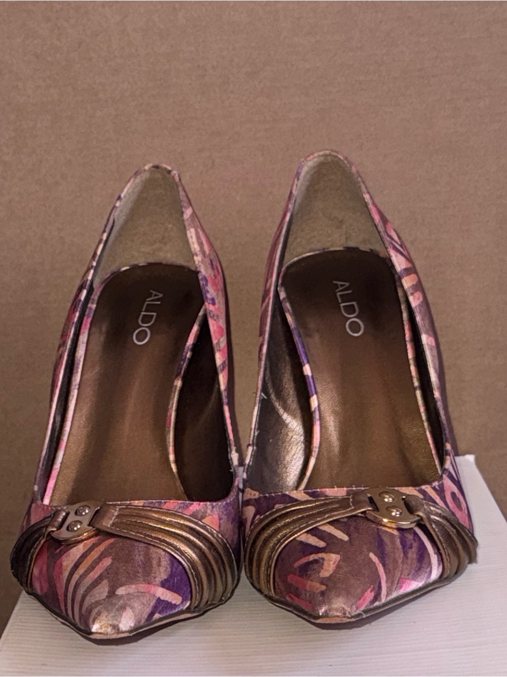 ALDO - Firiacre - Purple Floral Metallic-Accent Pointed-Toe Heels